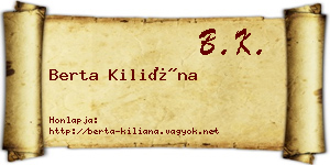 Berta Kiliána névjegykártya